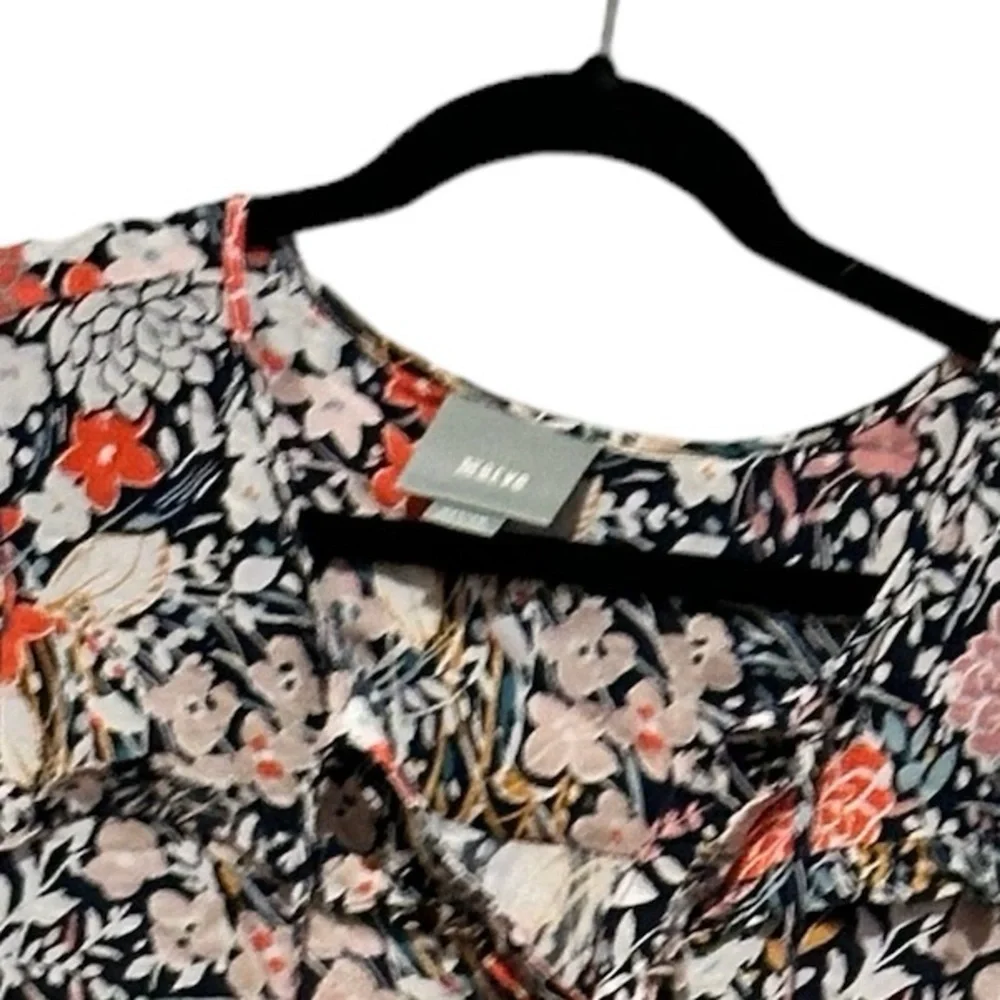 ANTHRO MAEVE PUFF SLEEVE BEGONIA PEPLUM FLORAL COTTAGE TASSEL TIES TOP M